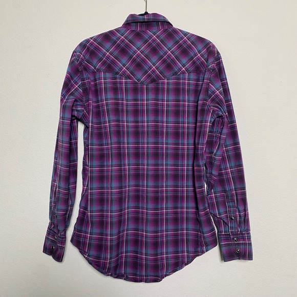 Wrangler 20X Competition Purple Plaid Western Shirt Mens Advanced Comfort M Snap - Picture 2 of 8